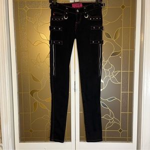 Black Friday SALE Tripp Nyc Goth Punk Emo Y2K Black Low Rise Skinny Jeans Size 0
